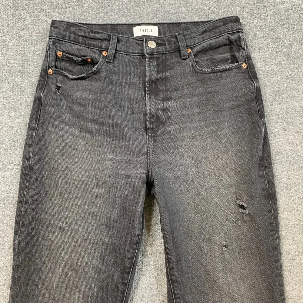 Pistola Jeans Womens 28 Denim High Rise Ankle Bootcut Whiskered Cropped Pocket